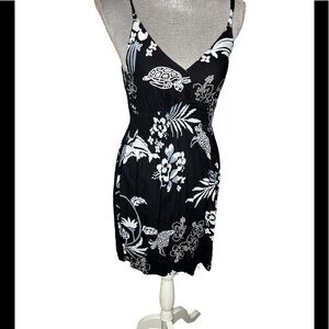 Cabali Black Summer Dress with Sea Turtles & Dolphins Size M Juniors